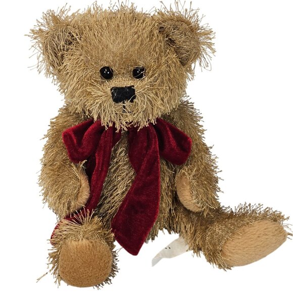VTG Plush Teddy Bear Red Velvet Bow Cute Soft Kids Baby Gift Toy Birthday - Picture 1 of 13